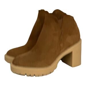 Dolce Vita Ankle Boots Chunky Heels Platform Booties Size 9 Brown